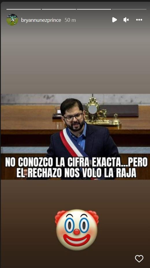 Bryan Núñez le dedicó un meme al Presidente Gabriel Boric tras el triunfo del Rechazo.