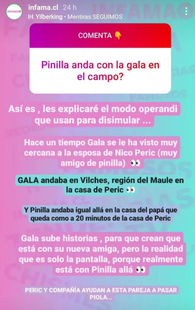 Así reveló la noticia sobre Pinilla y Gala el medio Infama.cl 
