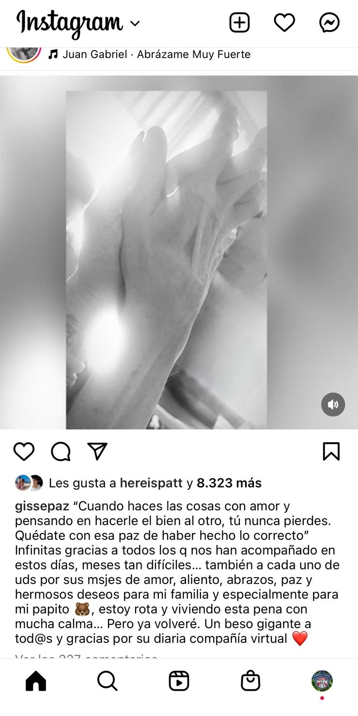 Gissella Gallardo compartió sentido mensaje tras un complejo inicio de año. (Instagram)