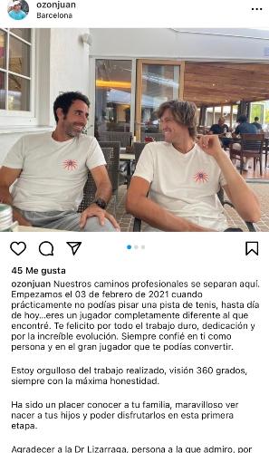 Juan Ozón, ex entrenador de Nicolás Jarry / Instagram 
