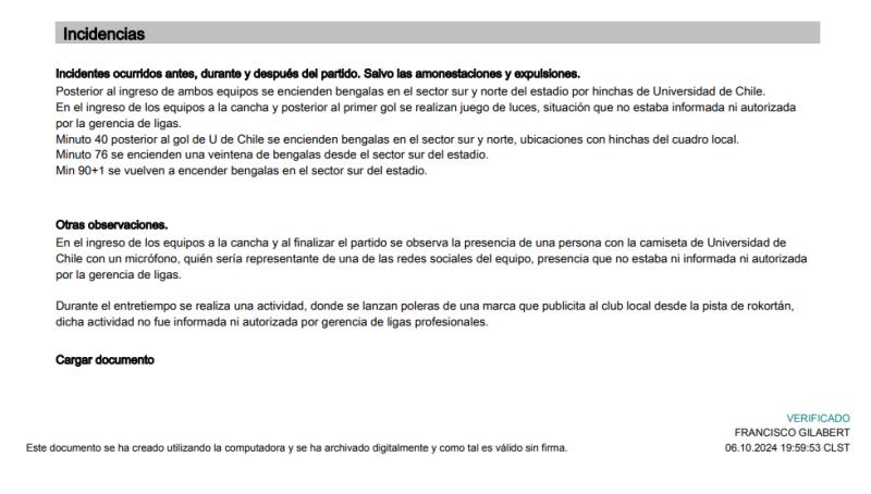 Francisco Gilabert reportó "incidentes" en el partido de U de Chile y Unión La Calera - Créditos: Captura