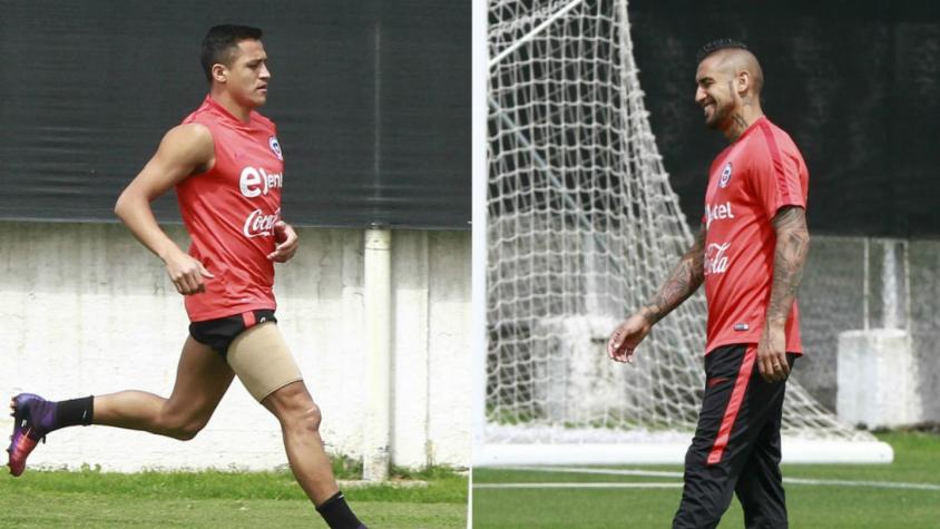 [VIDEO] Una buena y otra mala: Alexis entrena normal y Vidal "entre algodones"