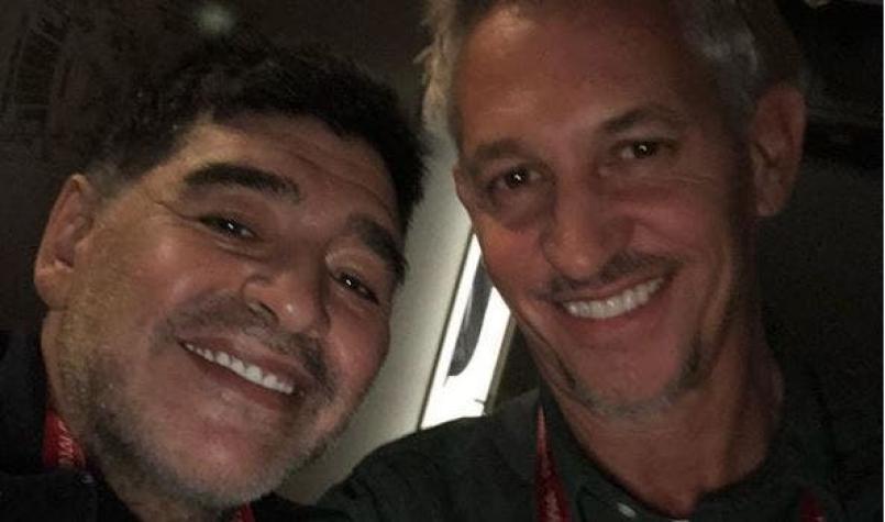 La foto de la reunión entre Lineker y Maradona antes del sorteo