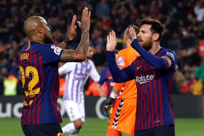 Arturo Vidal jugó todo el partido en ajustada victoria del Barcelona sobre el Valladolid