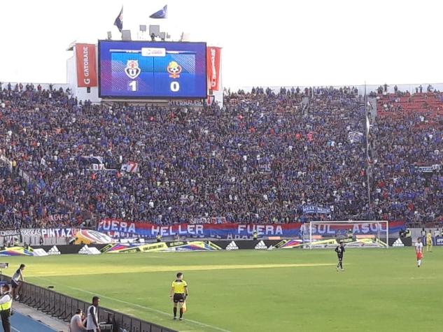 [FOTOS] Hinchas de la Universidad de Chile pidieron con un lienzo la salida de Carlos Heller