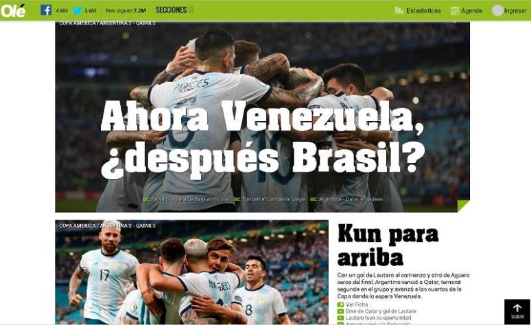 "Ahora Venezuela, ¿después Brasil?": Prensa argentina adelanta una posible semifinal ante Brasil