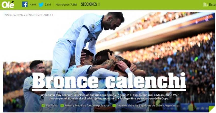 "Se sacó la mufa": Así informó la prensa argentina la victoria sobre la Roja por el tercer lugar