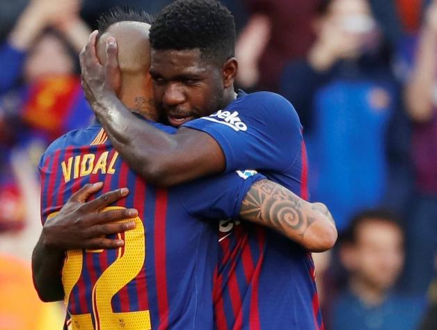 "Con papá no": El "túnel" de Vidal a Umtiti que desató las risas en práctica de FC Barcelona