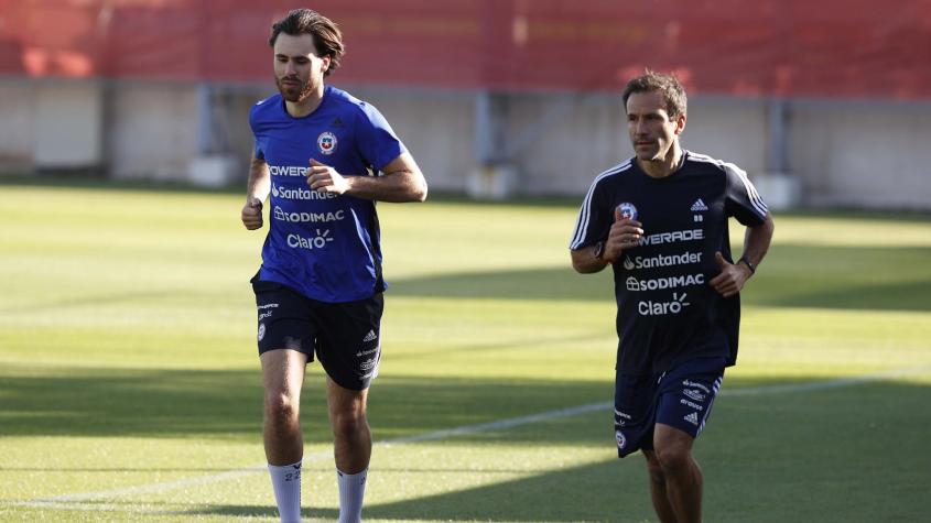 Ben Brereton entrenando con la Roja 