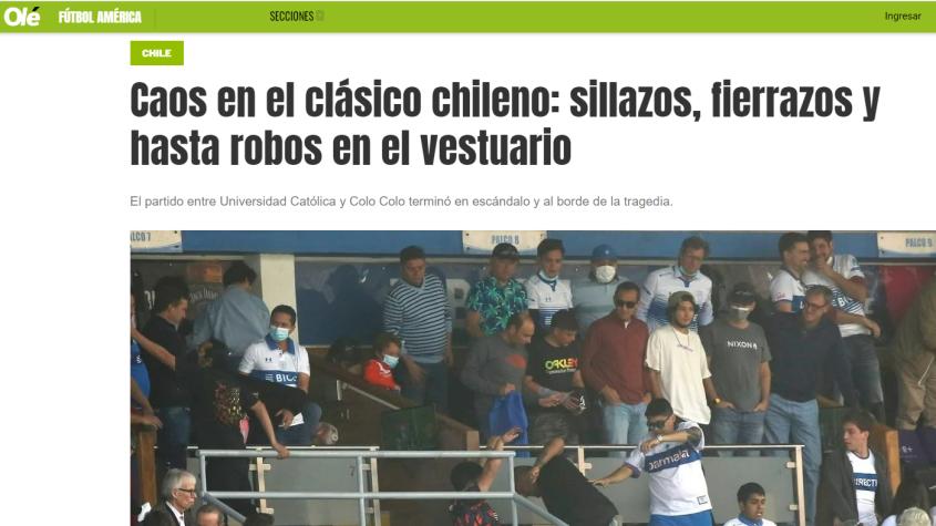"Sillazos, fierrazos y hasta robos en el vestuario": Prensa argentina reacciono al polémico UC vs Colo Colo