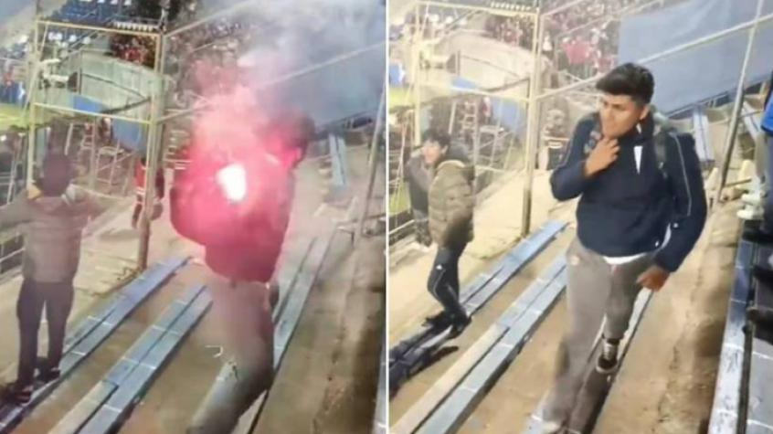 Nunca más entra a un estadio: hincha de la UC que lanzó bengala a hinchas de Flamengo fue formalizado