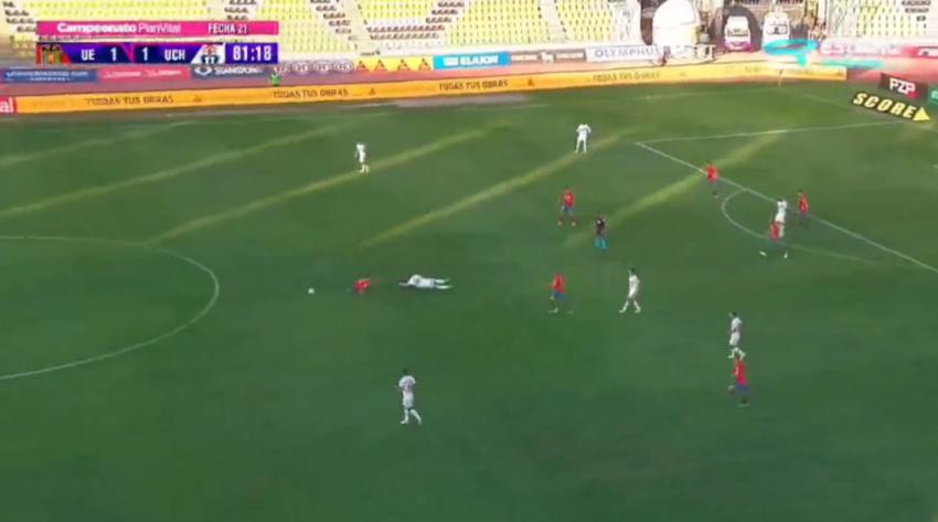 VIDEO | La 'barrida' de Felipe Seymour que sacó risas en el empate de la U ante Unión Española