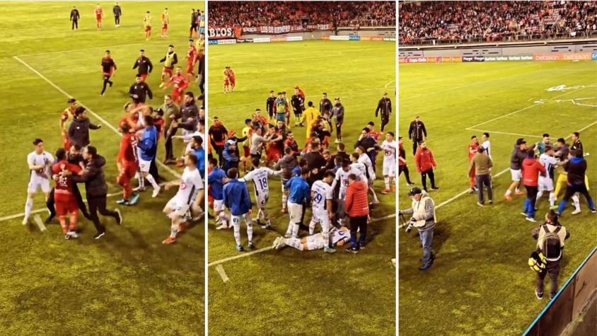 VIDEO| ¡A los combos! Jugadores de Huachipato y Ñublense provocaron una batalla campal en Copa Chile