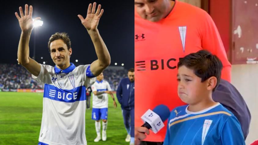¡No contuvo la tristeza! Pequeño hincha de la UC rompe en llanto por la partida de José Pedro Fuenzalida