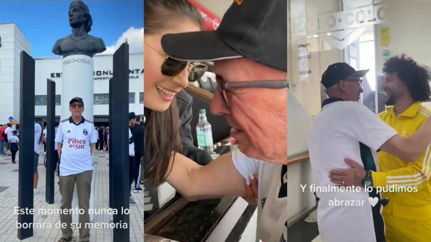 El lindo gesto de Maxi Falcón y su esposa con abuelito albo que no conocía el estadio Monumental