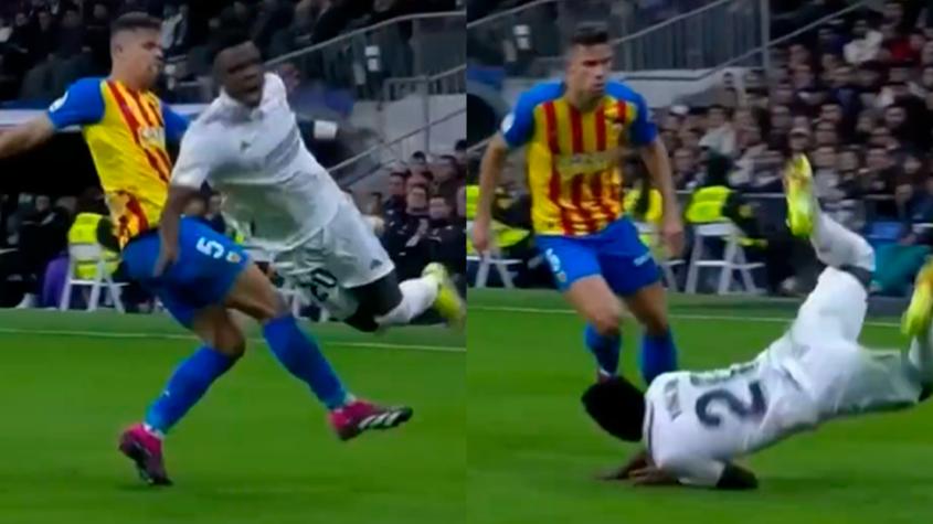 VIDEO | La criminal patada que recibió Vinicius Junior en el triunfo del Real Madrid ante Valencia por La Liga