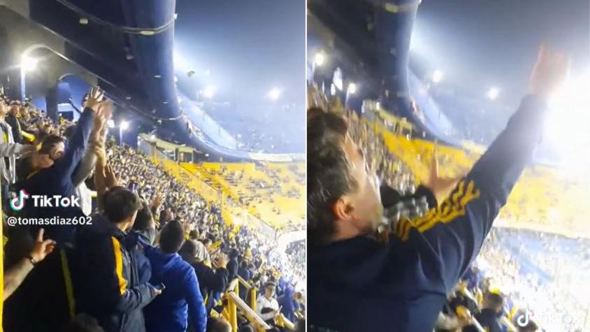VIDEO| Hinchas de Boca Juniors se pelean por billetes lanzados desde la barra de Colo Colo en La Bombonera