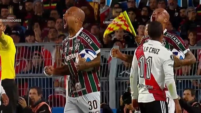 ¡Su propio partido! Felipe Melo se robó las miradas tras provocar a Nicolás De La Cruz en el Monumental