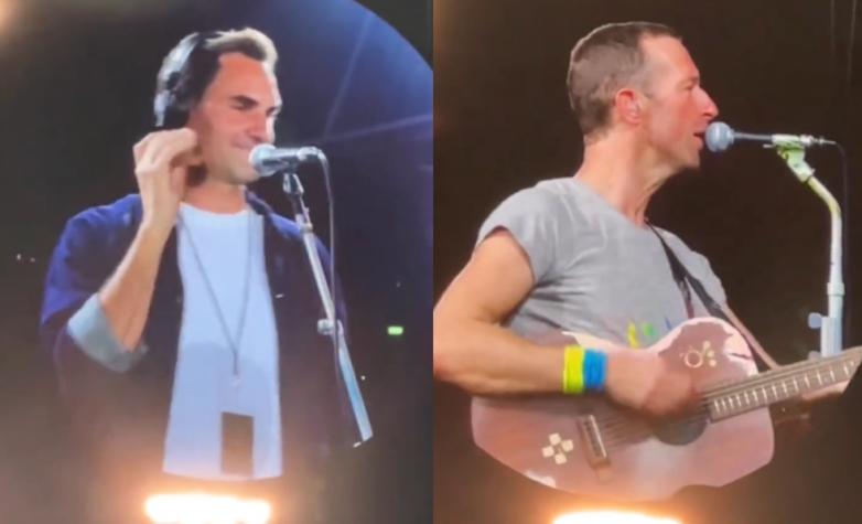 VIDEO | Roger Federer la rompe cantando 'Don't Panic' en concierto de Coldplay en Zurich
