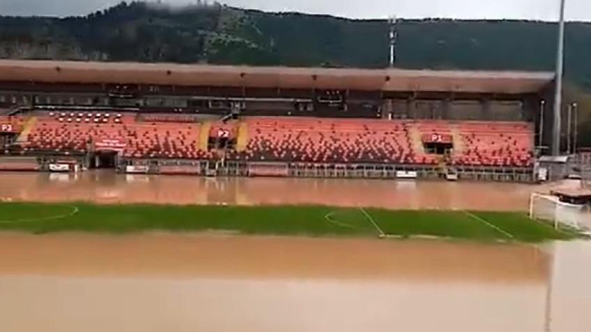 El Fiscal de Talca quedó inundado con las lluvias. Crédito: Captura