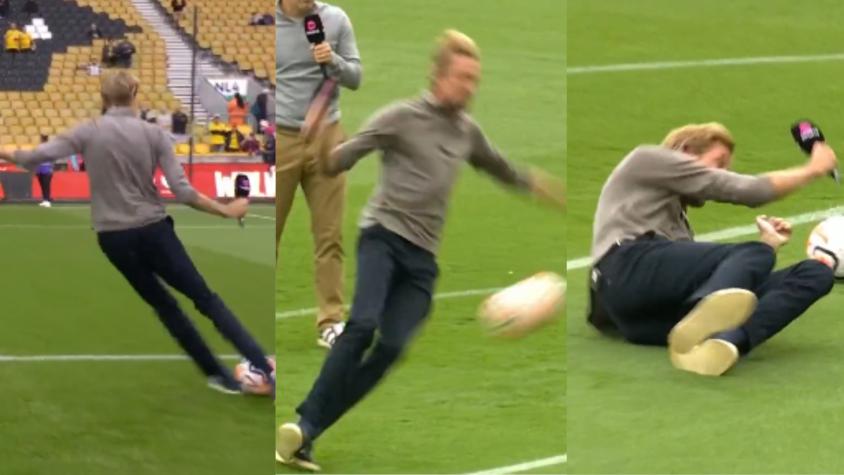 VIDEO | Peter Crouch hace el ridículo con un tiro que hace imposible creer que fuera futbolista
