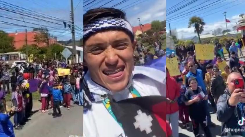¡Qué orgullo! El tremendo recibimiento que tuvo Hugo Catrileo en Puerto Saavedra tras Santiago 2023