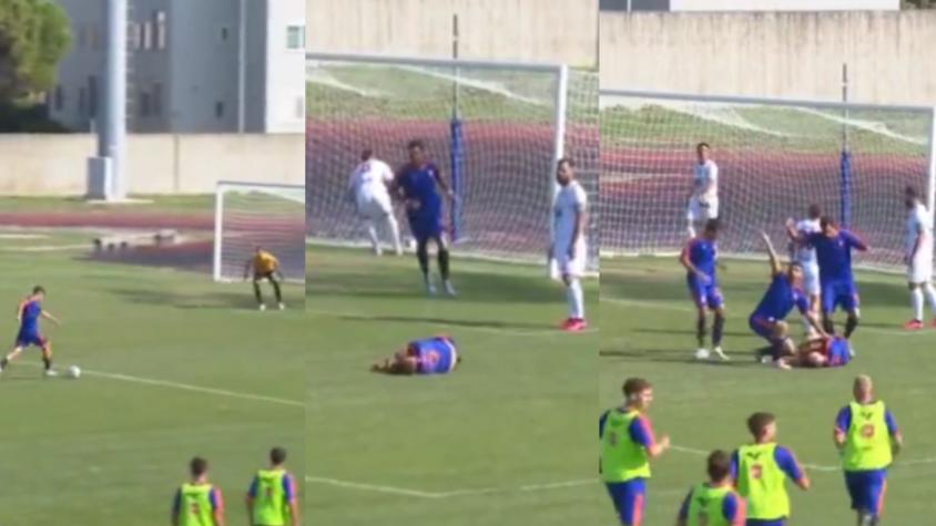 ¡Impactante! Jugador anotó un golazo en el Ascenso de Italia y a los segundos se desplomó en plena área