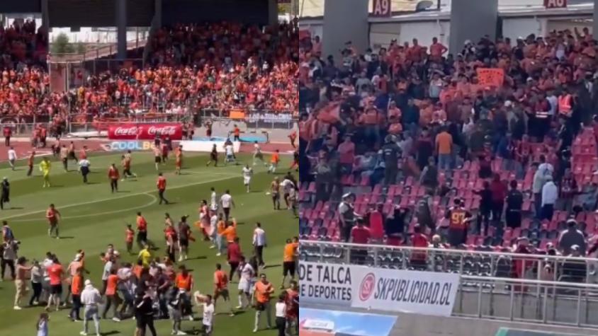 VIDEO | Hinchas de Cobreloa y Rangers protagonizan batalla campal en el Fiscal de Talca 