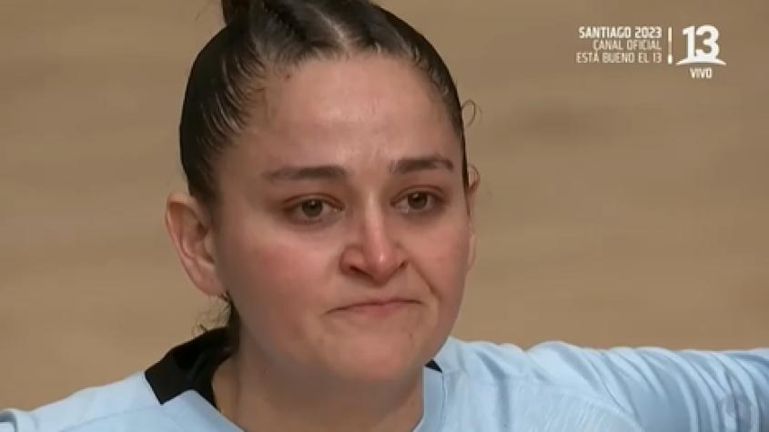 VIDEO| Arquera chilena de balonmano se emocionó hasta las lágrimas mientras entonaba el himno en Santiago 2023
