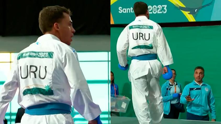 VIDEO | La pataleta del uruguayo Maximiliano Larrosa tras ser descalificado ante Enrique Villalón en el karate de Santiago 2023