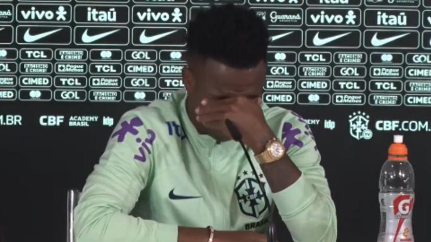 Vinicius Júnior lloró en conferencia de prensa de Brasil - Crédito: Captura.