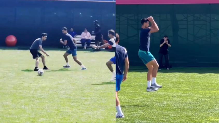 Novak Djokovic la rompe jugando fútbol y celebra un golazo a lo Cristiano Ronaldo