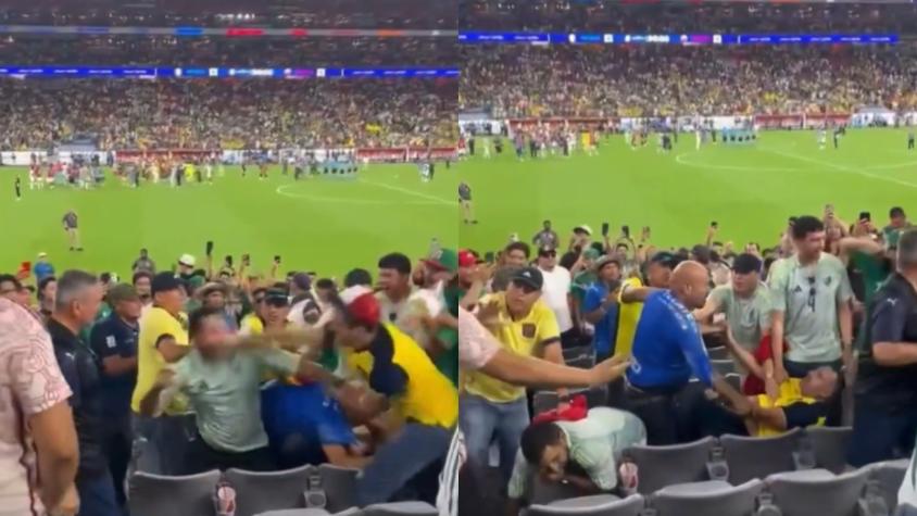 ¡Lo dejó knockout! Hinchas ecuatorianos y mexicanos protagonizaron fuerte pelea en la Copa América 2024