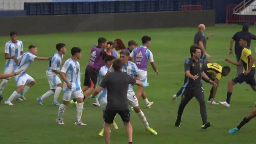 ¡Terminó en batalla campal! Amistoso entre Ecuador y Argentina Sub 16 tuvo terrible final