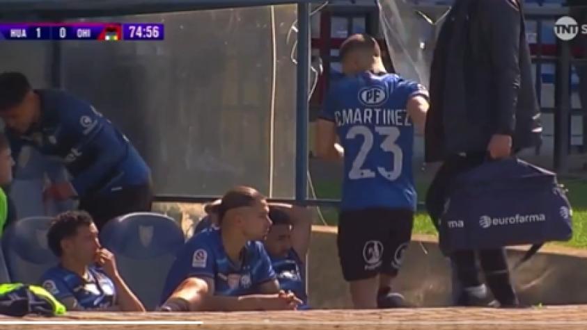 El momento de furia de Cris Martínez después de su sustitución ante O'Higgins