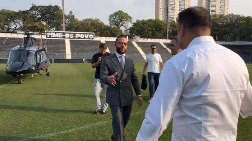 VIDEO | Depay llega en helicóptero a lo rockstar en Corinthians