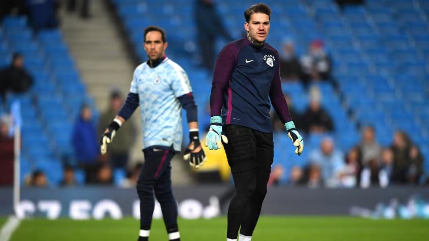 Claudio Bravo y Ederson. Crédito: Man City.