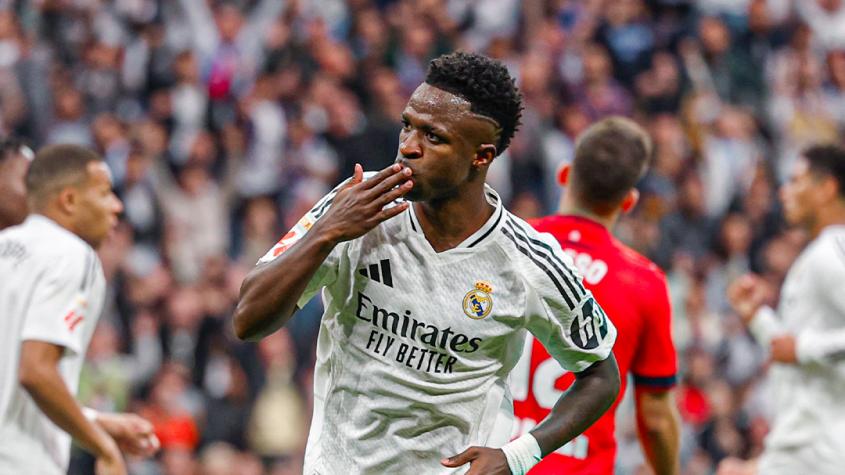 VIDEO | ¿Dedicado a Rodri? Vinicius Jr se destapa con hat-trick en goleada del Real Madrid sobre Osasuna