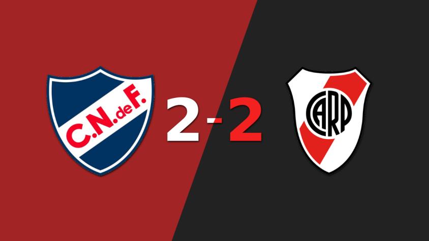 Doblete de Gonzalo Carneiro en el empate a 2 entre Nacional y River Plate