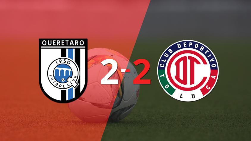 En un emocionante partido, Querétaro y Toluca FC empataron 2-2