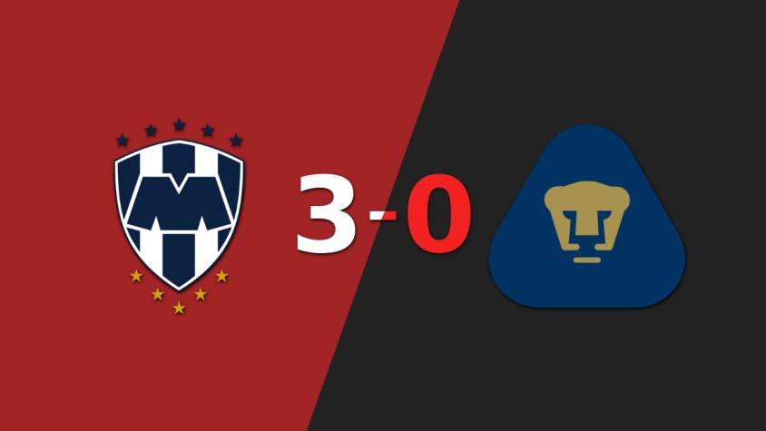 CF Monterrey le pasó por encima 3-0 a Pumas UNAM