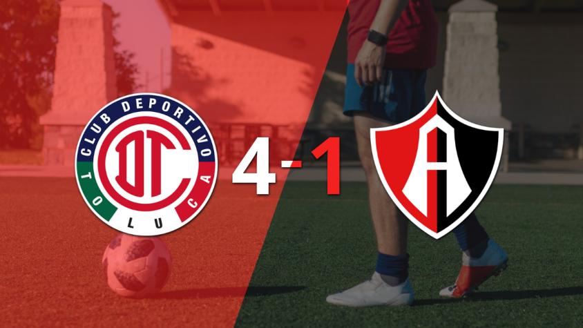Toluca FC golea 4-1 a Atlas