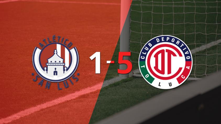Toluca FC golea 5-1 a Atl. de San Luis y Jean Meneses firma doblete 