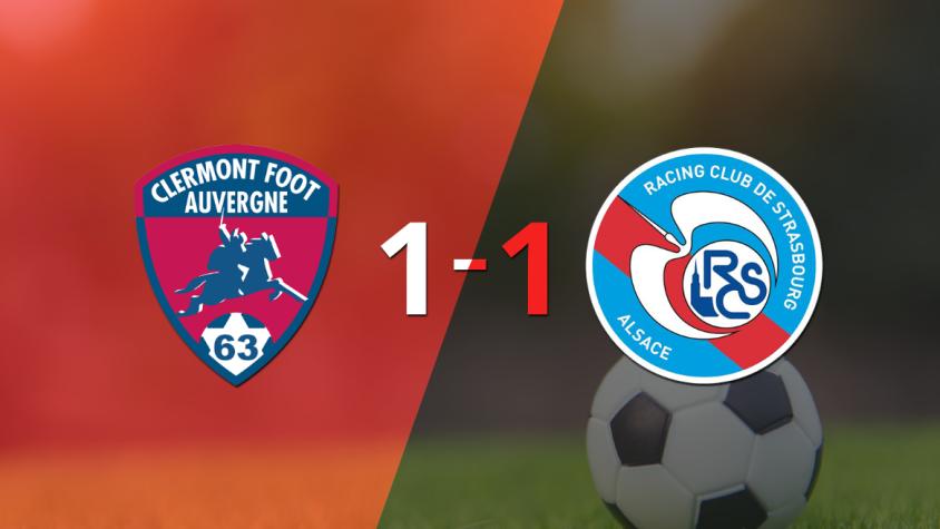 RC Strasbourg logró sacar el empate a 1 gol en casa de Clermont Foot