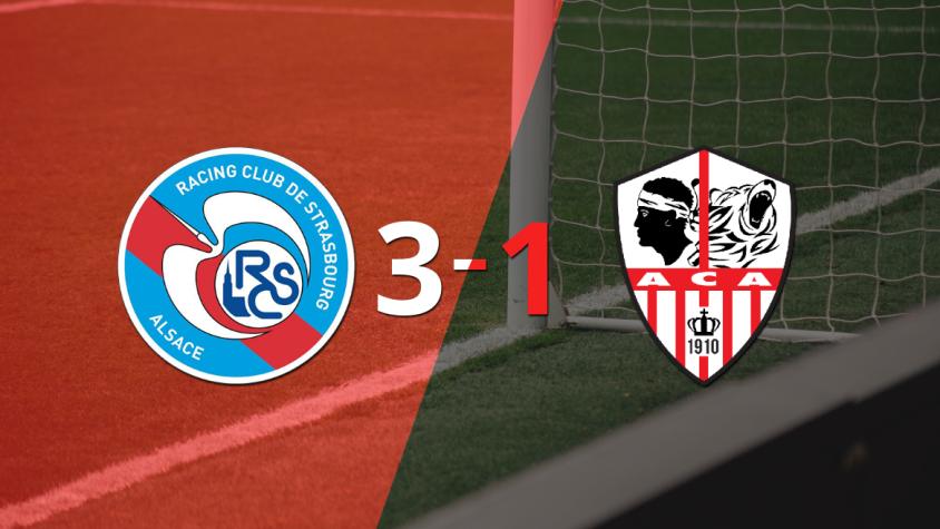 Con muchos goles, RC Strasbourg derrotó 3-1 a Ajaccio AC
