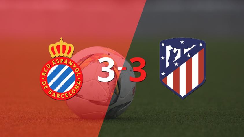 Lluvia de goles en el estadio Estadio Olímpico Lluís Companys, Espanyol y Atlético de Madrid rescataron 1 punto