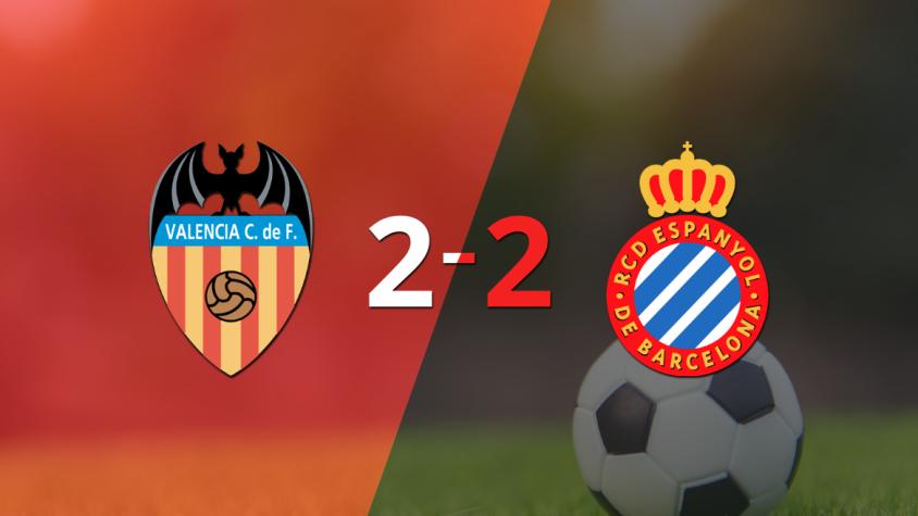 Muchos goles en el empate a 2 entre Valencia y Espanyol