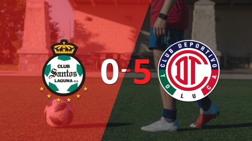 Con doblete de Brian García, Toluca FC liquidó 5-0 a Santos Laguna