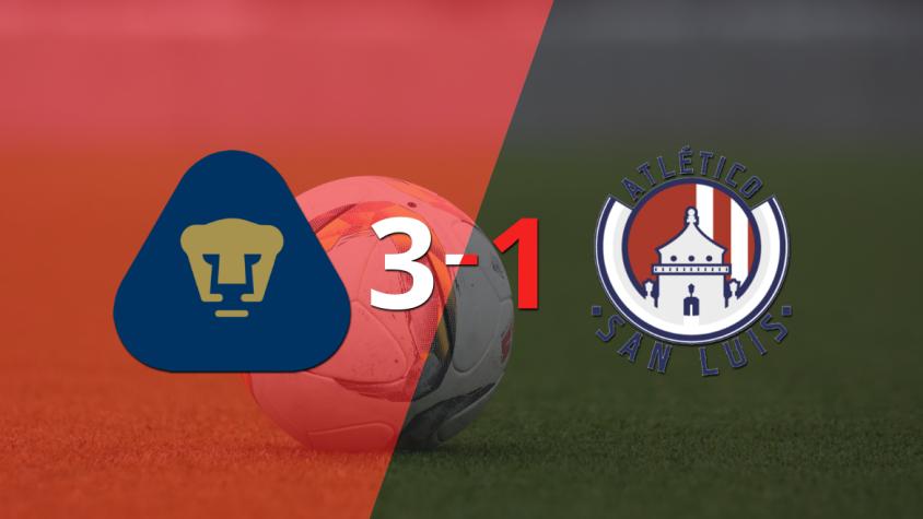 Pumas UNAM fue más y venció por 3 a 1 a Atl. de San Luis