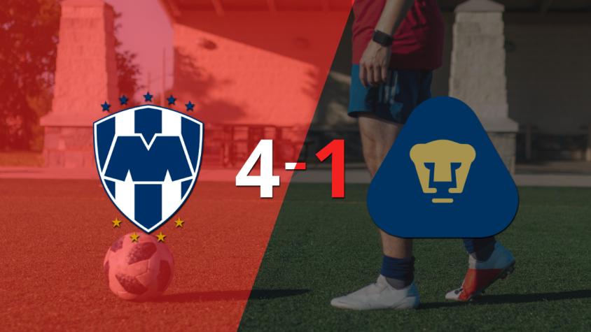 Triplete de Rogelio Funes Mori ayuda en la goleada de CF Monterrey a Pumas UNAM